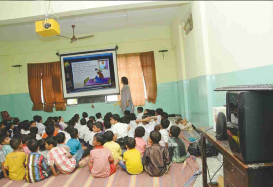 An E-learning class in progress at Washim, Maharashtra