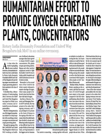 Oxygen generating plants and Concentrators deployment led by Rotary